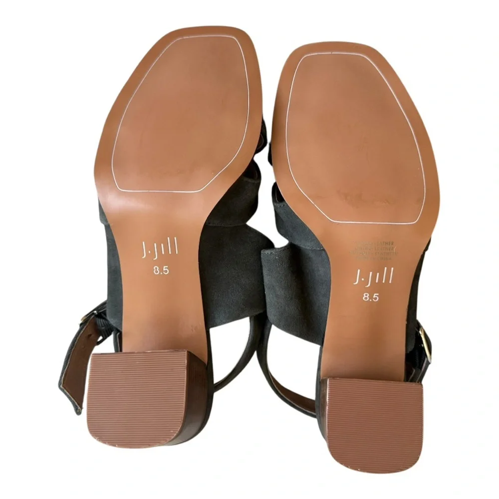 J Jill Gray / Sage Suede‎ Criss Cross Ankle Wrap Heeled Sandals Size 8.5